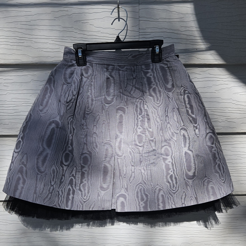 MARC JACOBS Designer Mini Tulle Skirt Groovy Swirl Silver Black XXS NWT